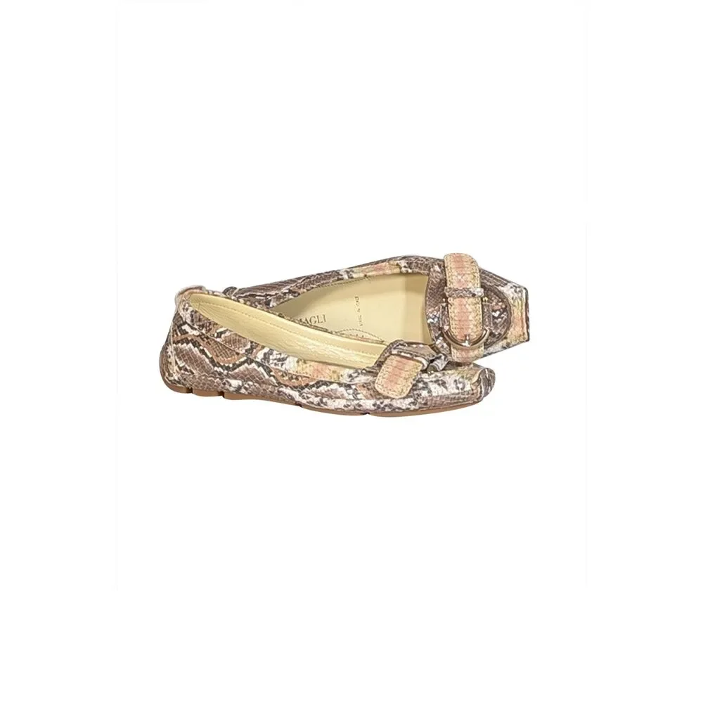 Brunomagli - Beige Snakeskin Embossed Leather Flats Sz 9